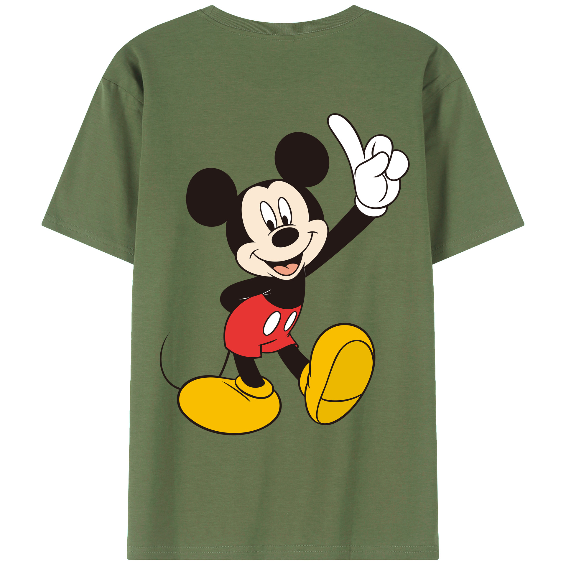 ミッキーマウス Mickey Mouse 綿100％ メンズ半袖Tシャツ（バックプリント） 通気性